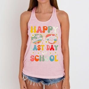 Retro Happy Last Day Of School Teacher Student Hello Summer Women's Knotted Racerback Tank