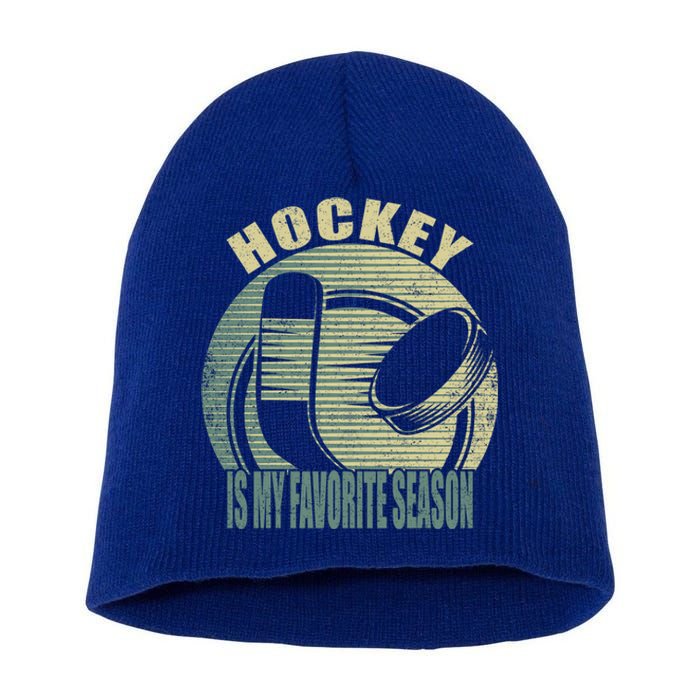 Retro Hockey Lovers Players Hockey Is My Favorite Season Gift Short Acrylic Beanie