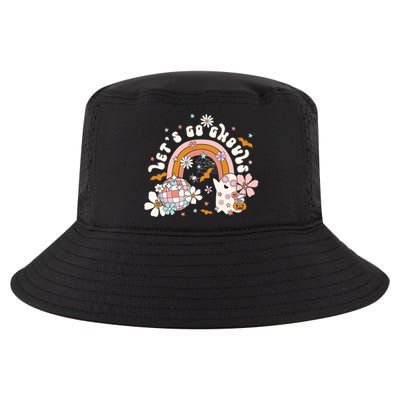 Retro Halloween Lets Go Ghouls Groovy Floral Ghost Funny Gift Cool Comfort Performance Bucket Hat