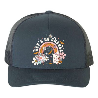 Retro Halloween Lets Go Ghouls Groovy Floral Ghost Funny Gift Yupoong Adult 5-Panel Trucker Hat