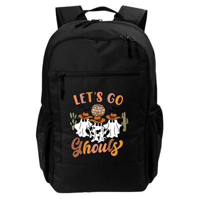 Retro Halloween Lets Go Ghouls Western Ghosts Disco Ball Gift Backpack