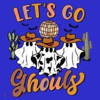 Retro Halloween Lets Go Ghouls Western Ghosts Disco Ball Gift Tall T-Shirt