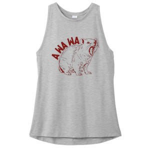 Rock Hyrax Lover Awawa Groundhog Dassi Ladies PosiCharge Tri-Blend Wicking Tank