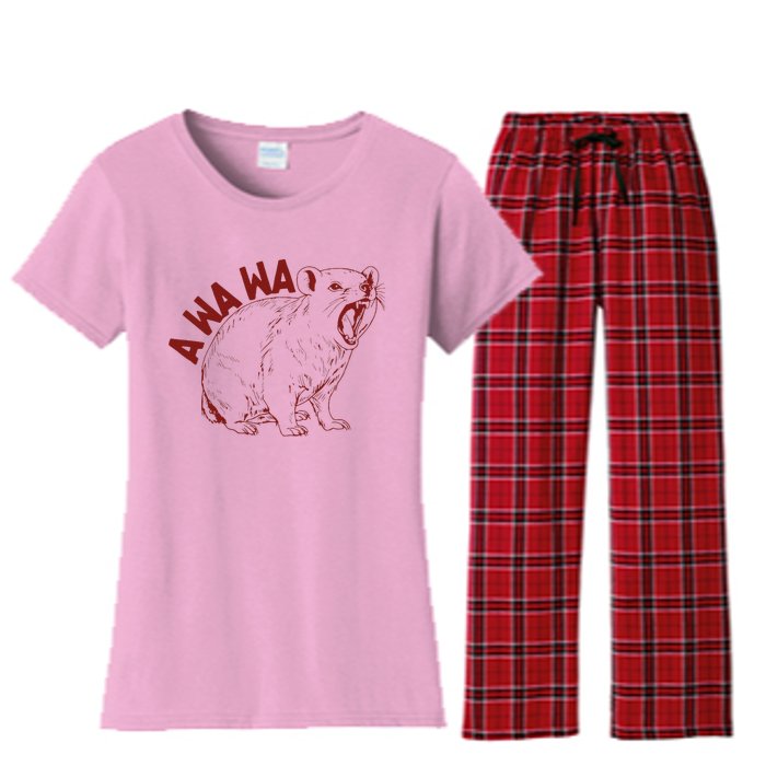 Rock Hyrax Lover Awawa Groundhog Dassi Women's Flannel Pajama Set