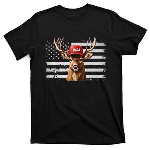 Retro Hunting Maga Camouflage Usa Flag Deer Hunting Seasongift T-Shirt