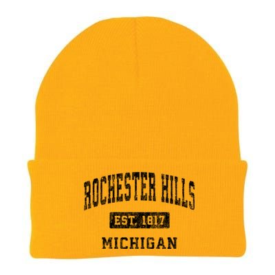 Rochester Hills Michigan Mi Vintage Established Sports Knit Cap Winter Beanie