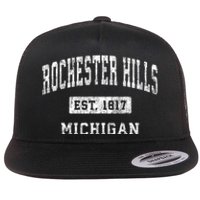 Rochester Hills Michigan Mi Vintage Established Sports Flat Bill Trucker Hat