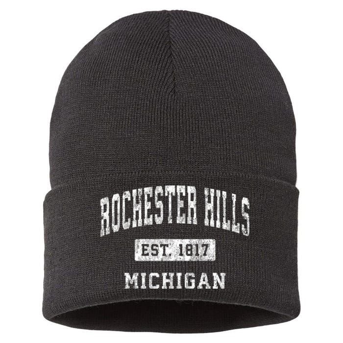 Rochester Hills Michigan Mi Vintage Established Sports Sustainable Knit Beanie