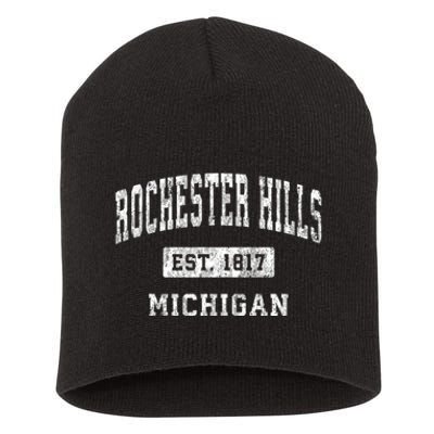 Rochester Hills Michigan Mi Vintage Established Sports Short Acrylic Beanie