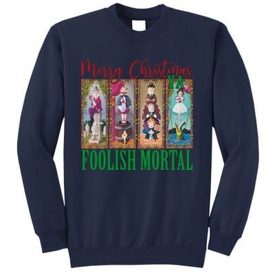 Retro Haunted Mansion Merry Christmas Hitchhiking Ghosts Xmas Tall Sweatshirt