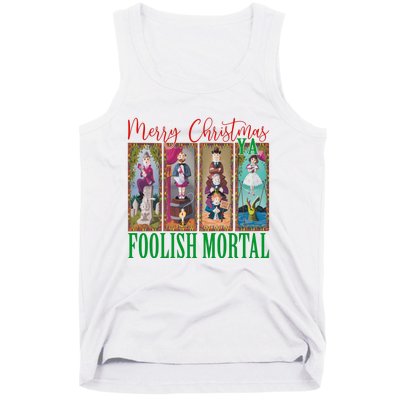 Retro Haunted Mansion Merry Christmas Hitchhiking Ghosts Xmas Tank Top