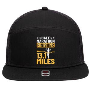 Running Half Marathon Finisher Half Marathoner Half Marathon Gift 7 Panel Mesh Trucker Snapback Hat