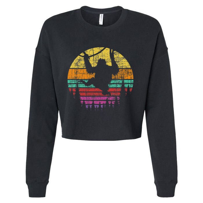 Retro Hanging Monkey Safari Jungle Animal Cropped Pullover Crew