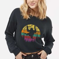 Retro Hanging Monkey Safari Jungle Animal Cropped Pullover Crew