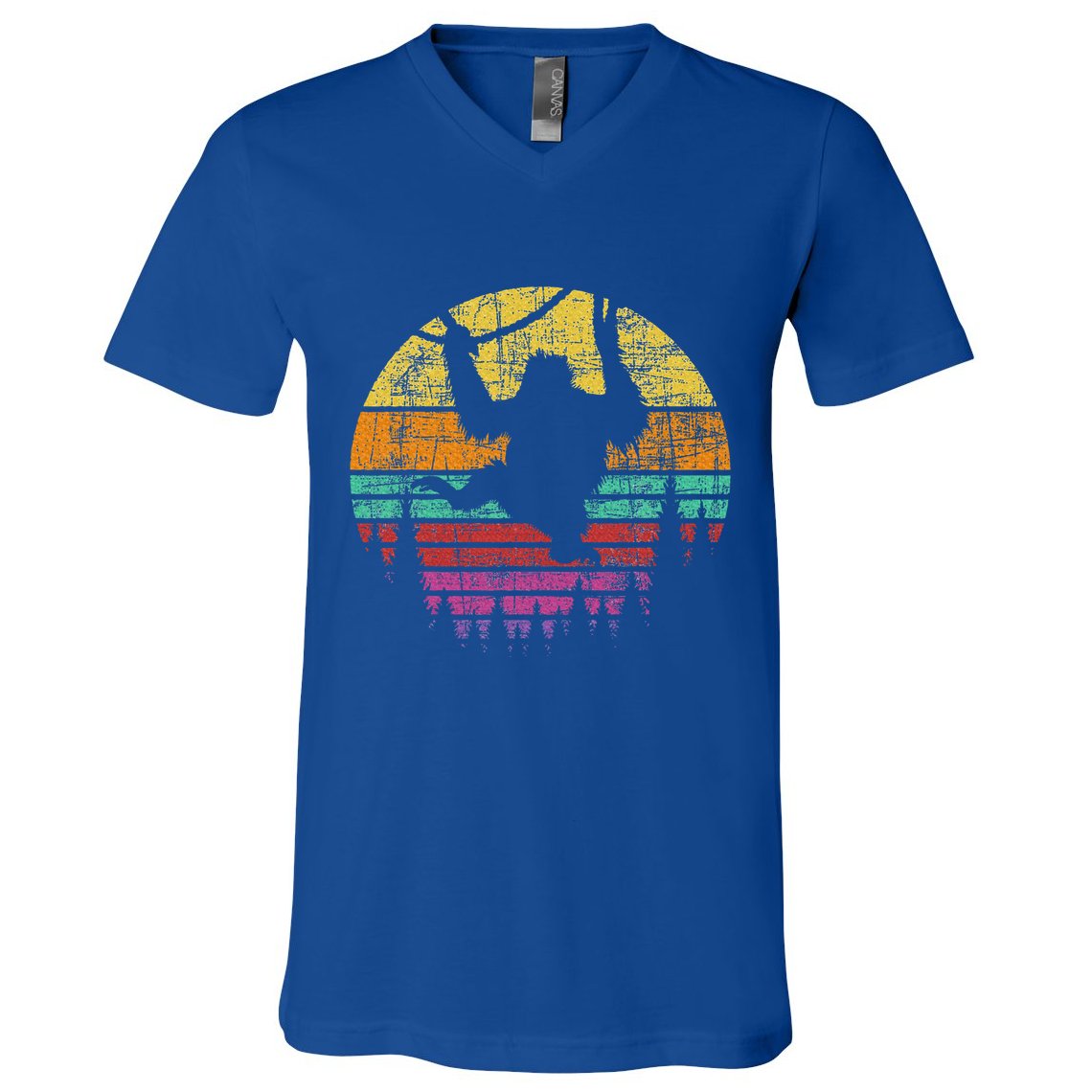Retro Hanging Monkey Safari Jungle Animal V-Neck T-Shirt