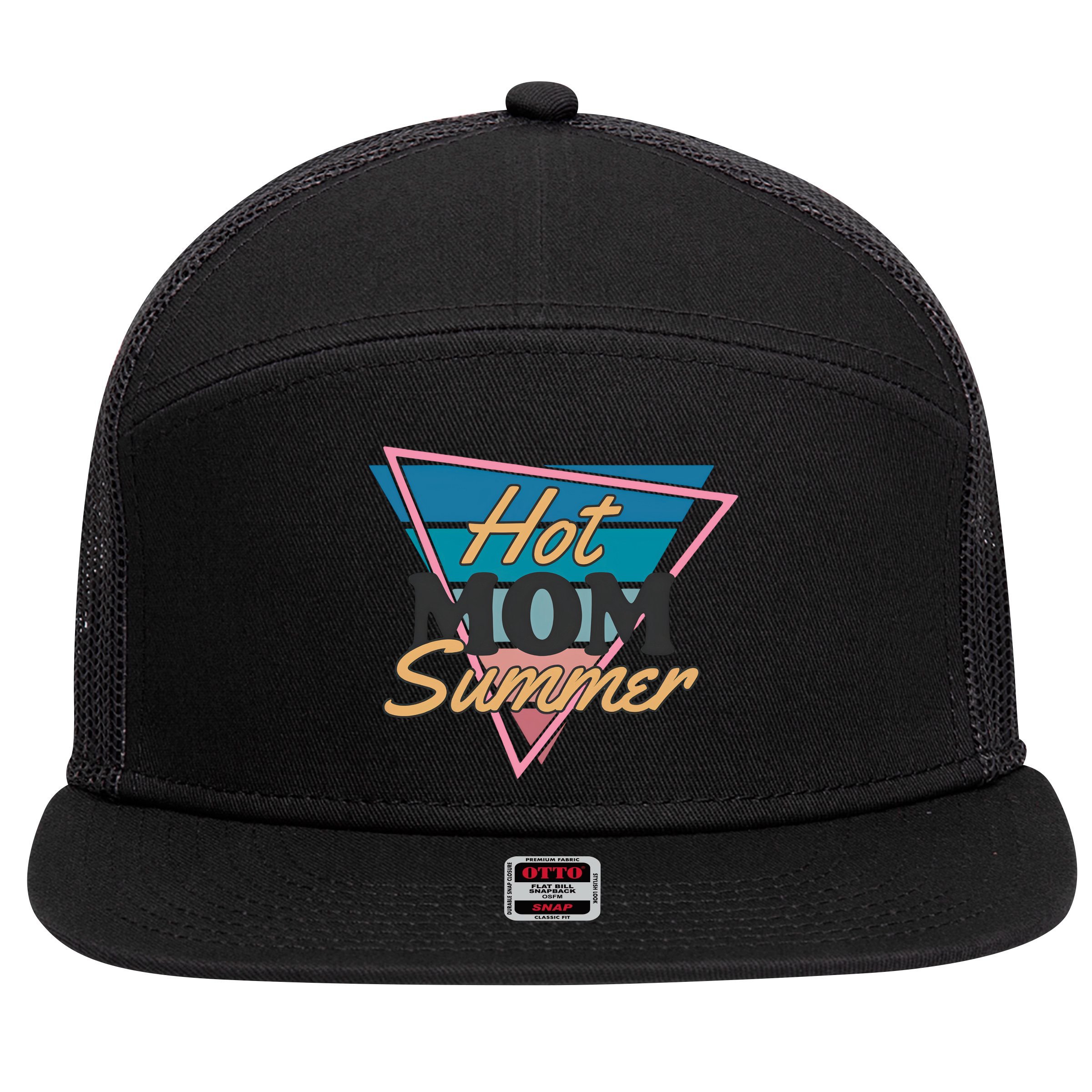 Retro Hot Mom Summer 80s Hot Mom Summer Vacation 7 Panel Mesh Trucker Snapback Hat