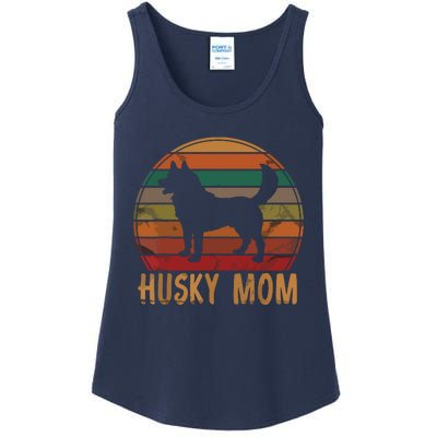 Retro Husky Mom Gift Dog Mother Pet Siberian Huskies Mama Ladies Essential Tank