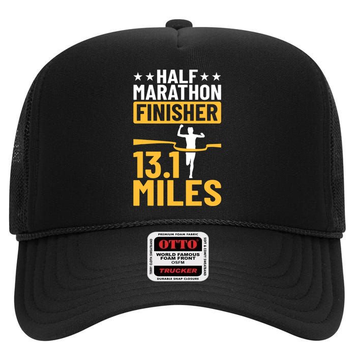 Running Half Marathon Finisher Half Marathoner Half Marathon High Crown Mesh Back Trucker Hat