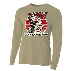 Retro Housewife Mom Says No You Get No Dinner Tonight! Cooling Performance Long Sleeve Crew