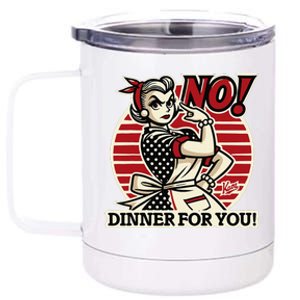 Retro Housewife Mom Says No You Get No Dinner Tonight! 12 oz Stainless Steel Tumbler Cup