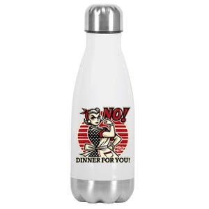 Retro Housewife Mom Says No You Get No Dinner Tonight! Stainless Steel Insulated Water Bottle