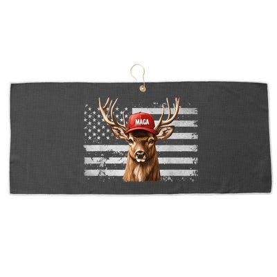 Retro Hunting Maga Camouflage Usa Flag Deer Hunting Season Large Microfiber Waffle Golf Towel