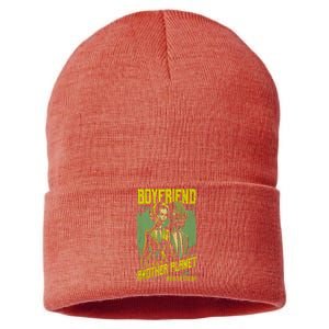 Retro Horror Movie Poster Funny Alien Boyfriend Halloween Sustainable Knit Beanie