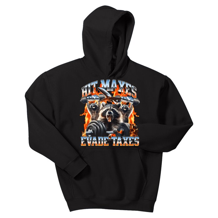 Raccoon Hit Maxes Evade Taxes Kids Hoodie