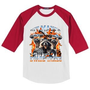 Raccoon Hit Maxes Evade Taxes Kids Colorblock Raglan Jersey