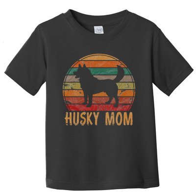 Retro Husky Mom Gift Dog Mother Pet Siberian Huskies Mama Toddler T-Shirt