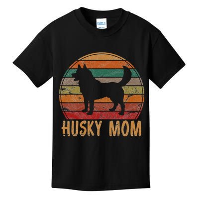 Retro Husky Mom Gift Dog Mother Pet Siberian Huskies Mama Kids T-Shirt