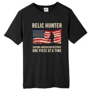 Relic Hunter Metal Detector Treasure Hunting US Flag Tall Fusion ChromaSoft Performance T-Shirt