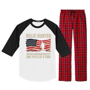 Relic Hunter Metal Detector Treasure Hunting US Flag Raglan Sleeve Pajama Set