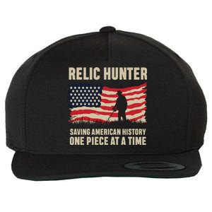 Relic Hunter Metal Detector Treasure Hunting US Flag Wool Snapback Cap