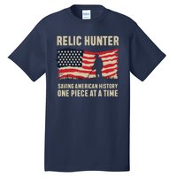 Relic Hunter Metal Detector Treasure Hunting US Flag Tall T-Shirt