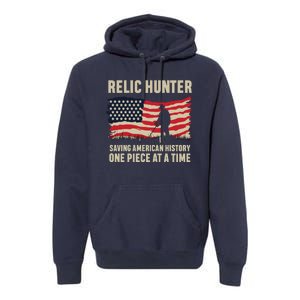 Relic Hunter Metal Detector Treasure Hunting US Flag Premium Hoodie