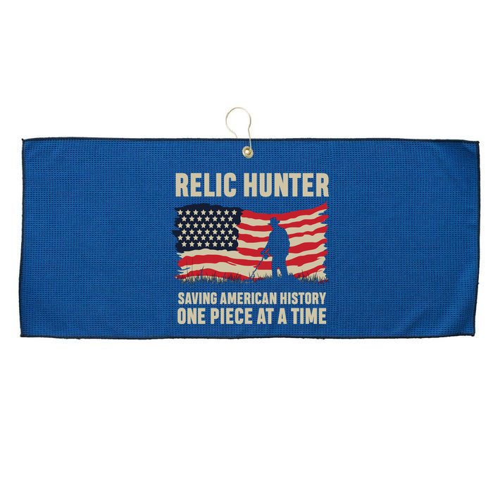 Relic Hunter Metal Detector Treasure Hunting US Flag Large Microfiber Waffle Golf Towel