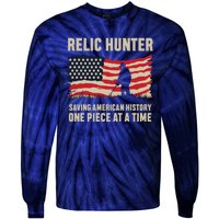 Relic Hunter Metal Detector Treasure Hunting US Flag Tie-Dye Long Sleeve Shirt