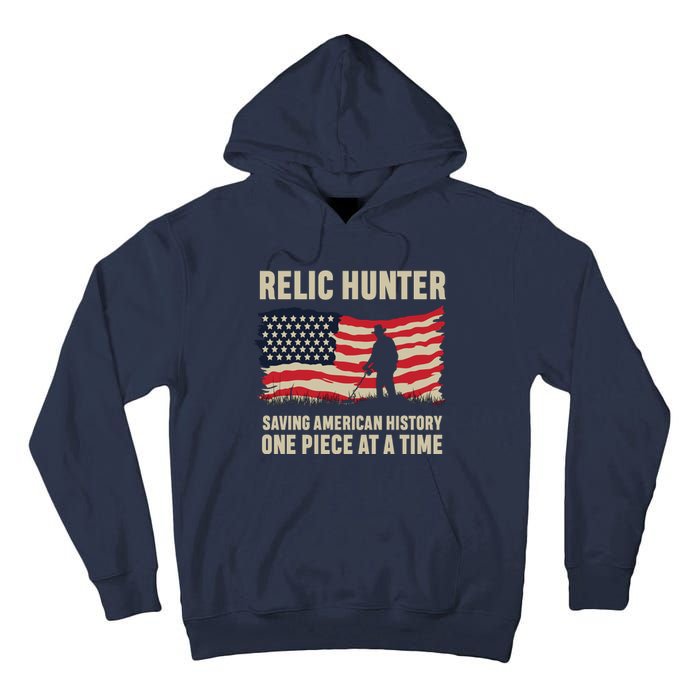 Relic Hunter Metal Detector Treasure Hunting US Flag Tall Hoodie