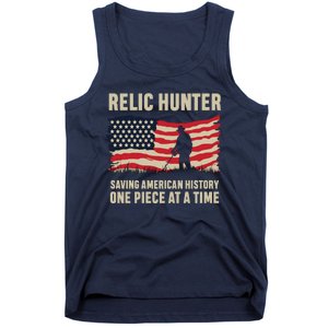 Relic Hunter Metal Detector Treasure Hunting US Flag Tank Top