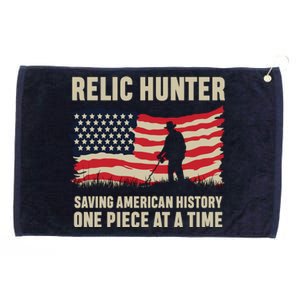 Relic Hunter Metal Detector Treasure Hunting US Flag Grommeted Golf Towel