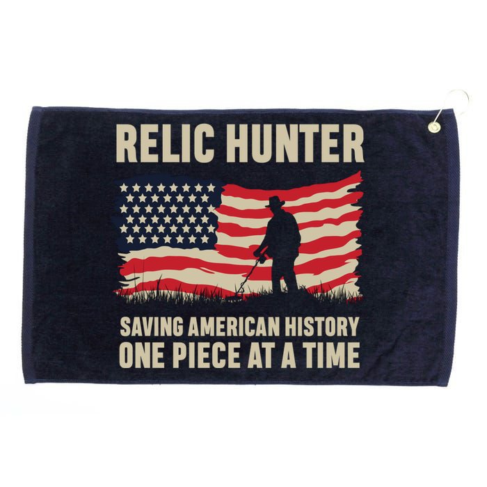 Relic Hunter Metal Detector Treasure Hunting US Flag Grommeted Golf Towel