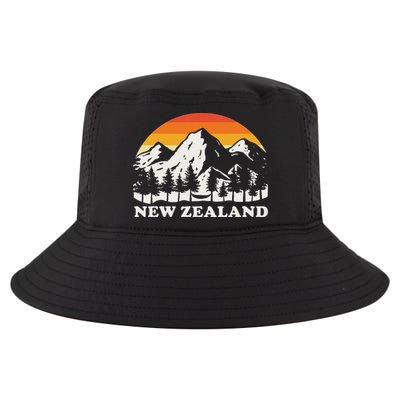 Retro Hiking Mountains New Zealand Cool Comfort Performance Bucket Hat