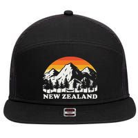 Retro Hiking Mountains New Zealand 7 Panel Mesh Trucker Snapback Hat
