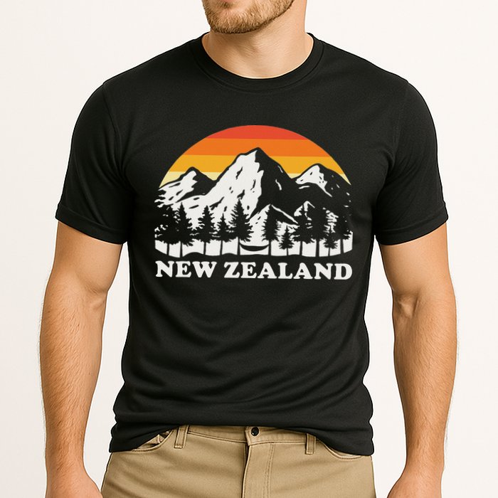 Retro Hiking Mountains New Zealand Cooling Performance Crew T-Shirt