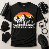 Retro Hiking Mountains New Zealand Cooling Performance Crew T-Shirt