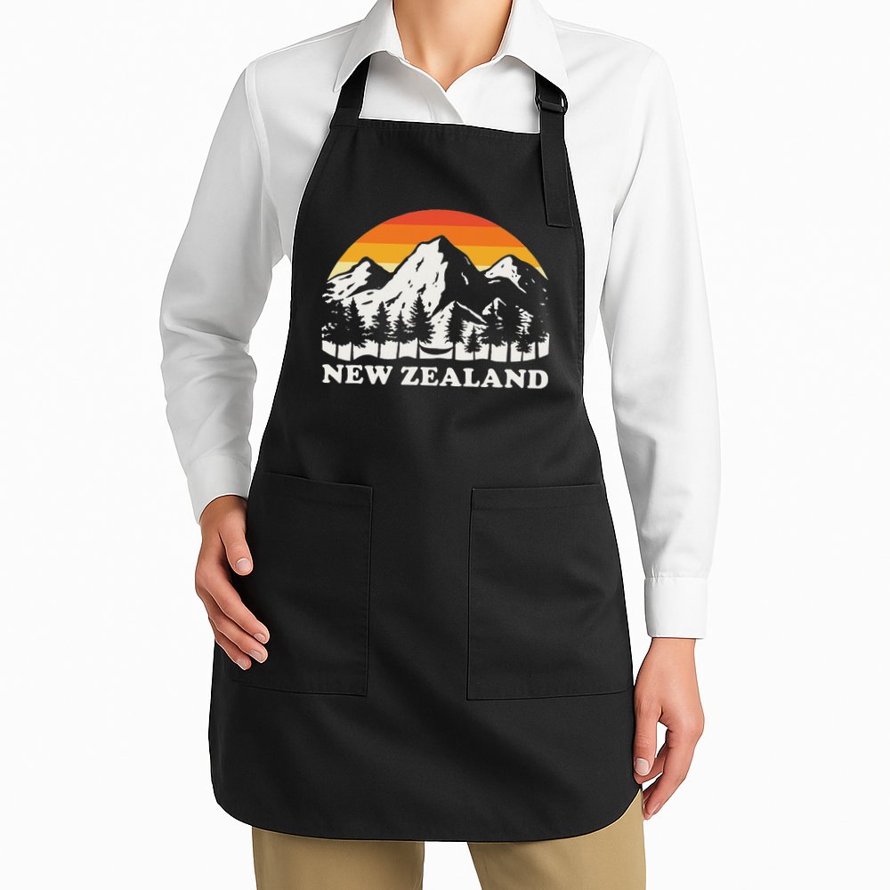 Retro Hiking Mountains New Zealand Apron