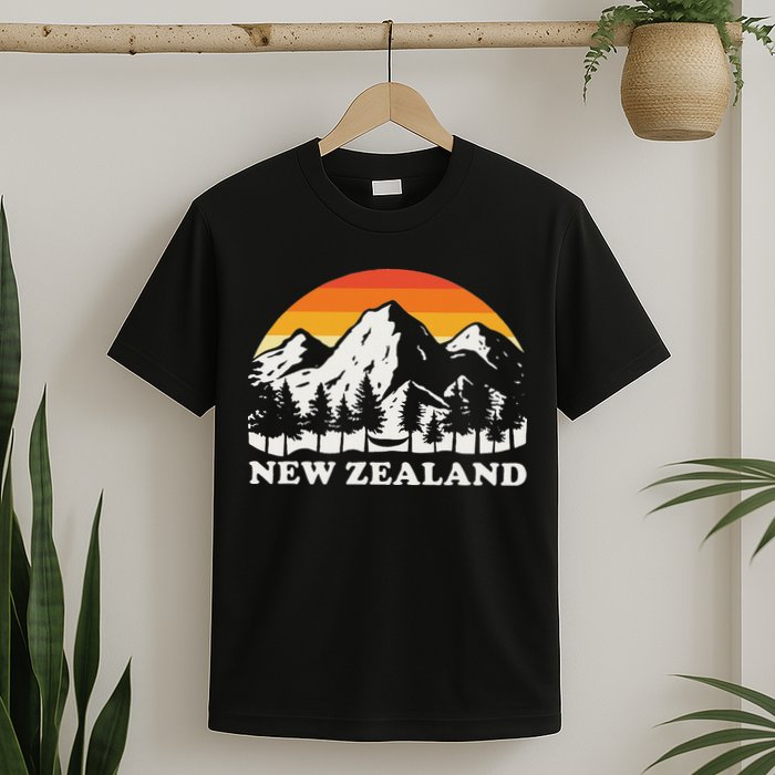 Retro Hiking Mountains New Zealand T-Shirt