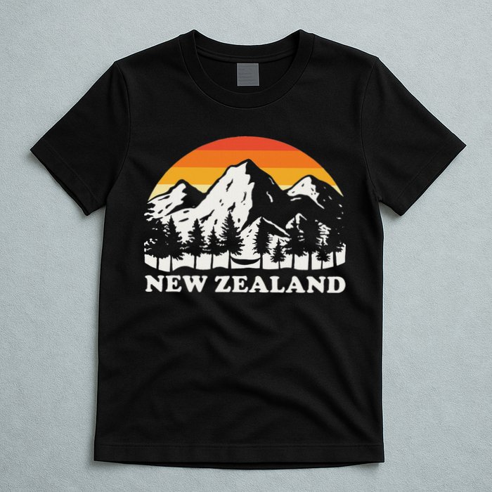 Retro Hiking Mountains New Zealand T-Shirt