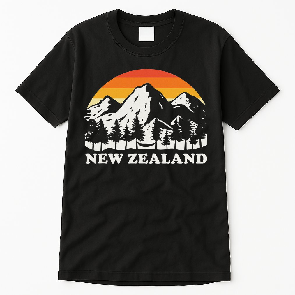 Retro Hiking Mountains New Zealand Tall T-Shirt